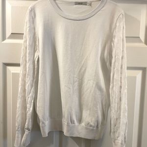 OST white crew neck sweater size medium with sleeve detail